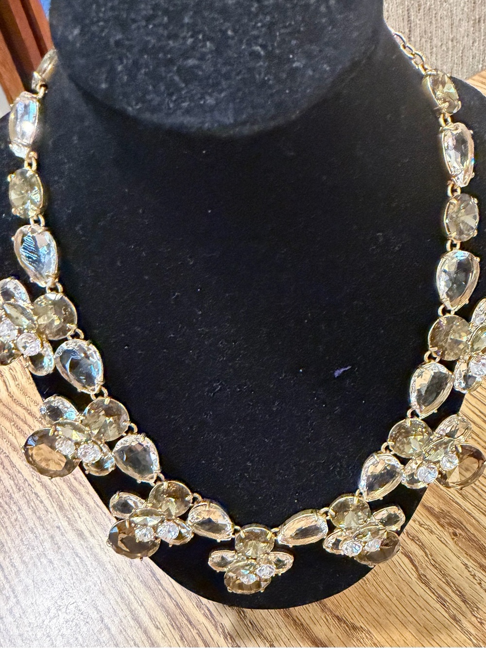 J. Crew NWOT Gold-Tone Crystal Floral Statement Necklace